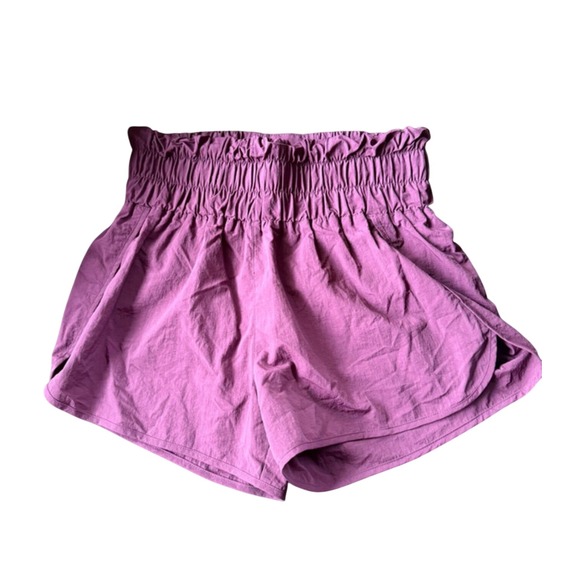 Zenana Pants - Zenana Womens Smocked High Waist Athletic Shorts Purple Size Large Running Gym